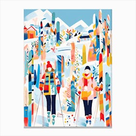 Whistler Blackcomb   British Columbia Canada, Ski Resort Illustration 5 Canvas Print