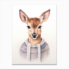 Baby Animal Watercolour Deer 3 Canvas Print