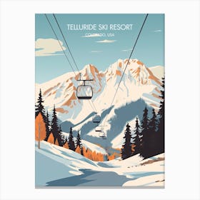 Poster Of Telluride Ski Resort   Colorado, Usa, Ski Resort Illustration 2 Canvas Print