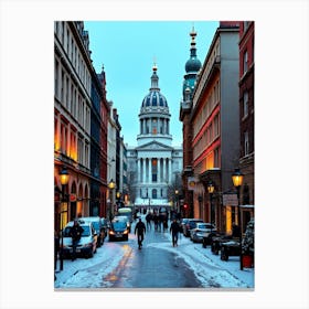 City Street In Winter Canvas Print