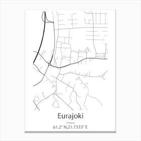 Eurajoki,Finland Minimalist Map Canvas Print