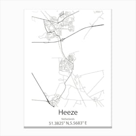 Heeze,Netherlands Minimalist Map Canvas Print