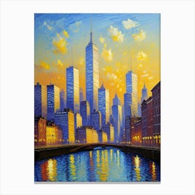 Cityscape At Dusk Canvas Print