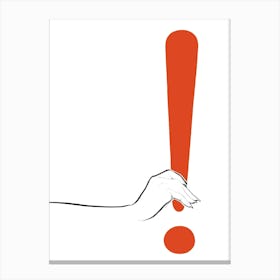 Exclamation Point, Red and White Art, Retro Vintage Fashion Poster Canvas Print