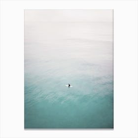 Surfer In Middle Of Ocean Canvas Print