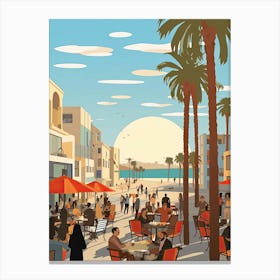 Venice Beach California, Usa, Graphic Illustration 4 Canvas Print