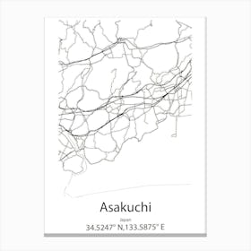 Asakuchi,Japan Minimalist Map Stampe su tela