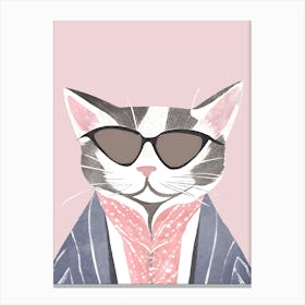Cat In A Suit Fashion Illustration Canvas Print