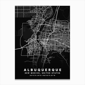 Albuquerque New Mexico USA Black Map Canvas Print