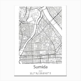 Sumida,Japan Minimalist Map Canvas Print