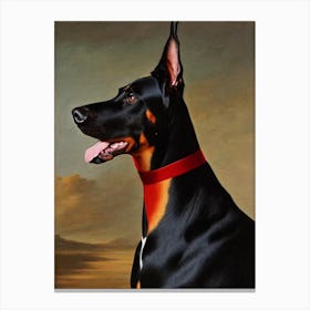 Doberman Pinscher Renaissance Portrait Oil Painting Canvas Print