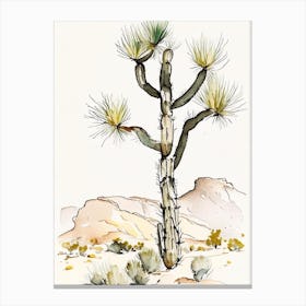 Joshua Tree In Rocky Mountains Minimilist Watercolour  Canvas Print
