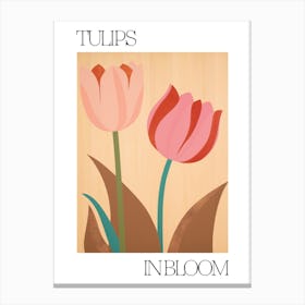 Tulips In Bloom Flowers Bold Illustration 4 Canvas Print