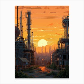 Industrial Landscape Pixel Art 1 Canvas Print