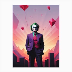 Joker Portrait Low Poly Geometric (29) Canvas Print