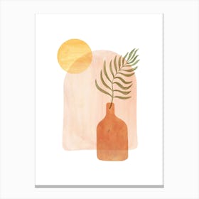 Watercolor vase and plant 1 Canvas Print