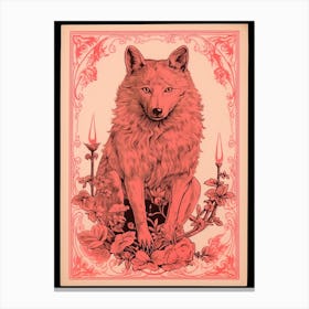 Red Wolf Tarot Card 4 Canvas Print