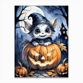 Cute Jack O Lantern Halloween Painting (25) Canvas Print
