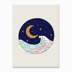 Moon Over Rough Sea Canvas Print