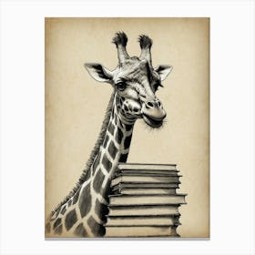 Giraffe With Books 1 Canvas Print