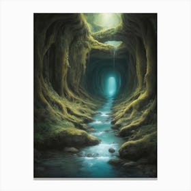 Tunnel In The Forest art print painting Canvas Print