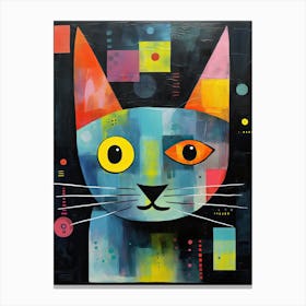 Purr-fect Abstraction: Cubist Minimalism with Cats Canvas Print