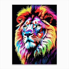 Neon Lion Painting Canvas Print