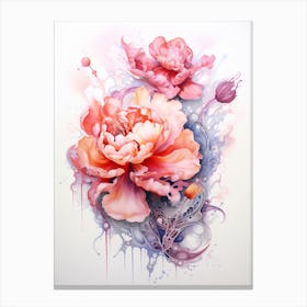 An Abstract Painting Of Peony Flowers Canvas Print