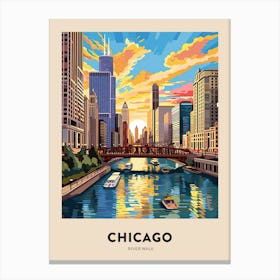 River Walk 5 Chicago Travel Poster Canvas Print