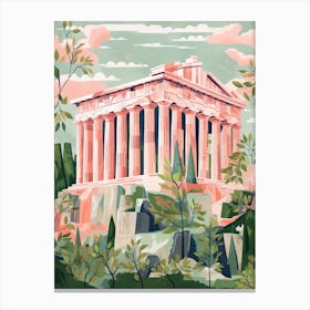 The Parthenon   Nashville, Usa   Cute Botanical Illustration Travel 2 Canvas Print