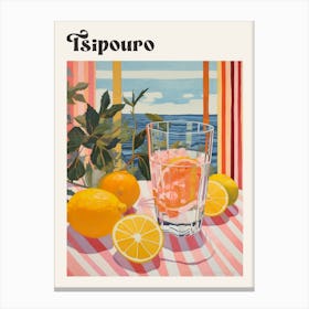 Tsipouro 2 Retro Cocktail Poster Canvas Print