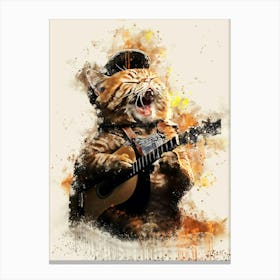 Cat Playing Guitar music Canvas Print
