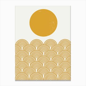 Golden Sun And Waves, Summer Mood Canvas Print