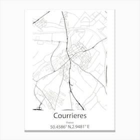 Courrieres,France Minimalist Map Canvas Print