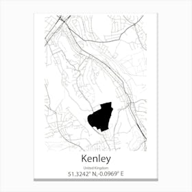 Kenley,United Kingdom Minimalist Map Canvas Print