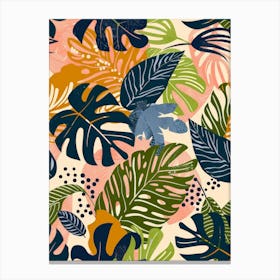 Tropical Leaves Seamless Pattern 3 Canvas Print