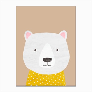Polar Bear Beige Canvas Print