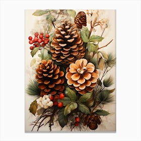 Festive Pine Cone Elegance Canvas Print
