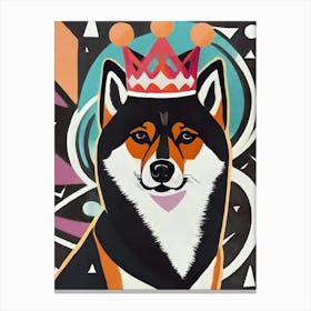 Shiba Inu with crown Canvas Print