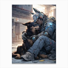 Soldier And His Dog Canvas Print