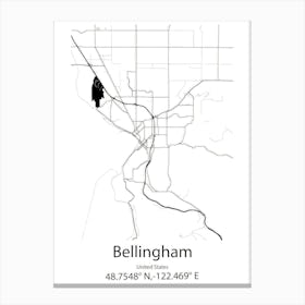 Bellingham,United States Minimalist Map 1 Canvas Print