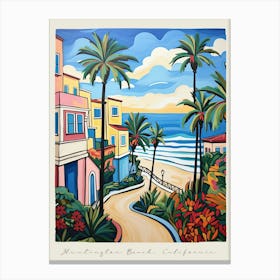 Poster Of Huntington Beach, California, Matisse And Rousseau Style 2 Canvas Print