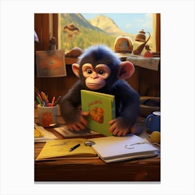 Baby Chimp's Study Safari Print Canvas Print