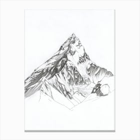 Mount Everest Nepaltibet Line Drawing 3 Canvas Print