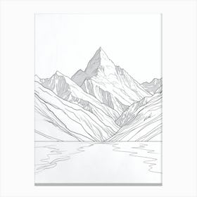 Mount Cook Usa Line Drawing 8 Canvas Print