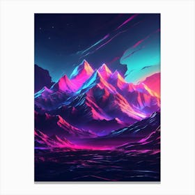 Neon Abstract Mountain Landscape Canvas Print