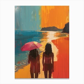 Two Girls On The Beach Canvas Print