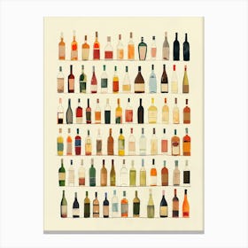 Bottles Vintage Bar Cart Cocktail Print Canvas Print