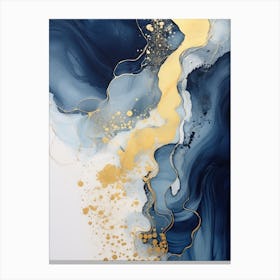 Blue And Gold Abstract Painting 3 Canvas Print