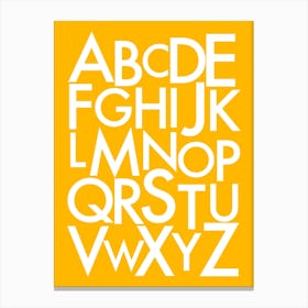 Alphabet In White on Sunshine Yellow Canvas Print
